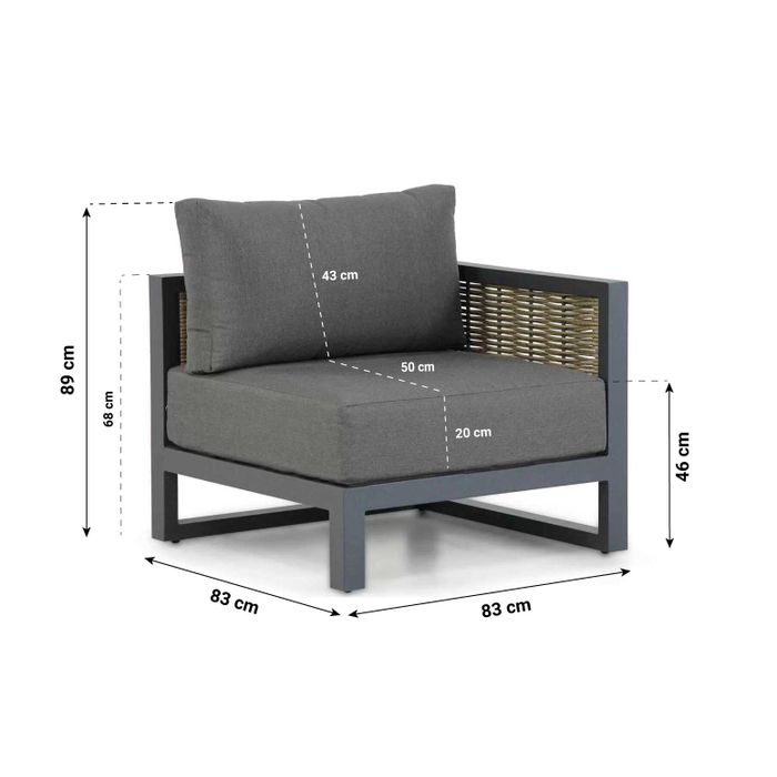 Santika Salviano/Riviera 75 cm lounge tuinbank 3-delig
