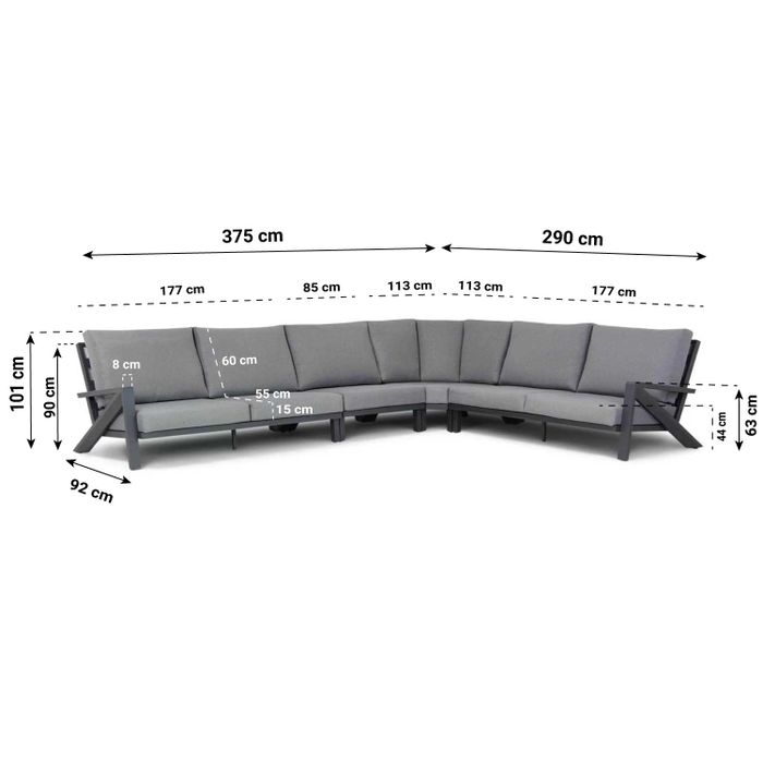 Santika Cinta/Seaside 120 cm loungeset 5-delig