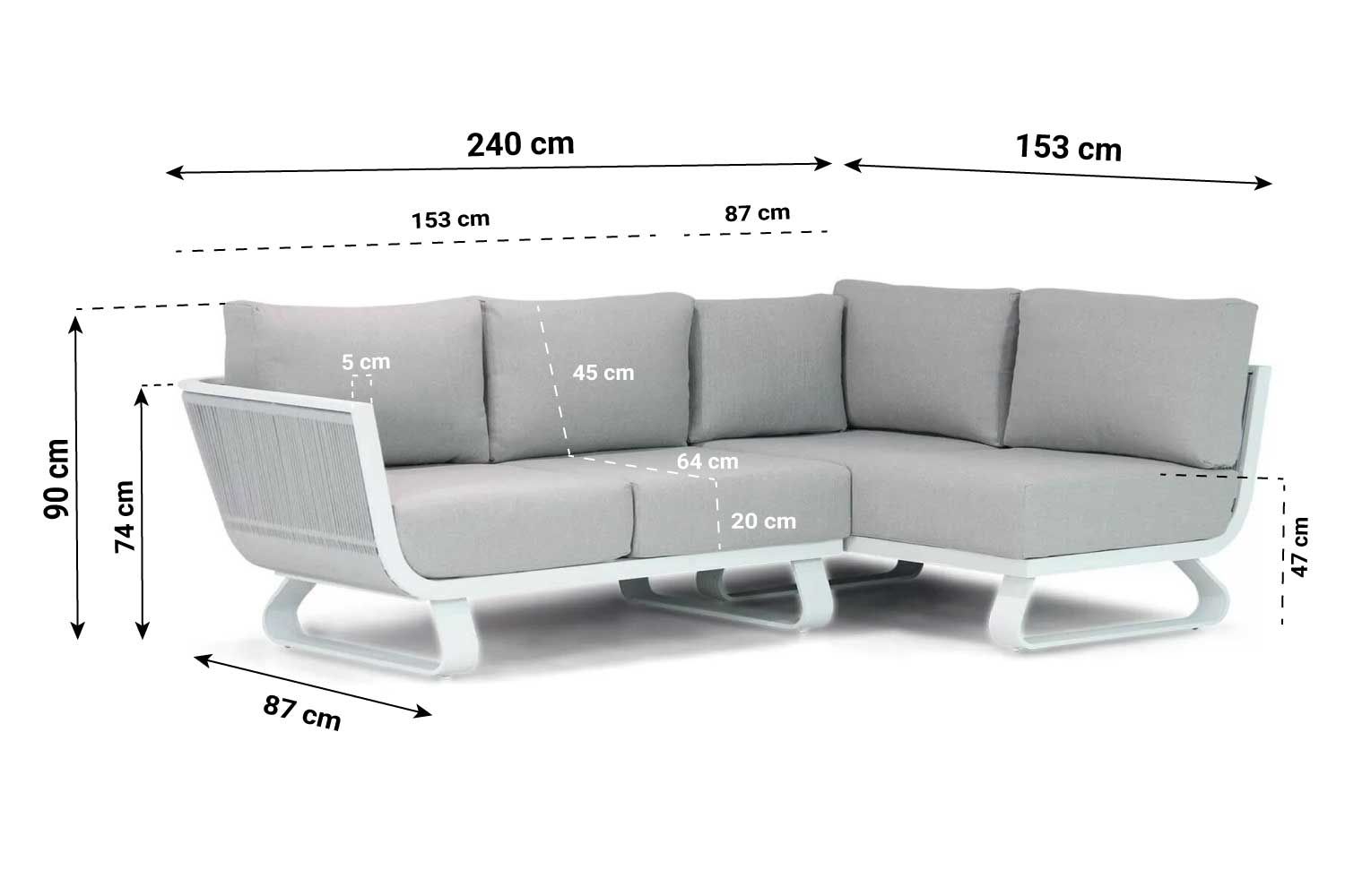 Santika Corniche chaise longue loungeset 3-delig links