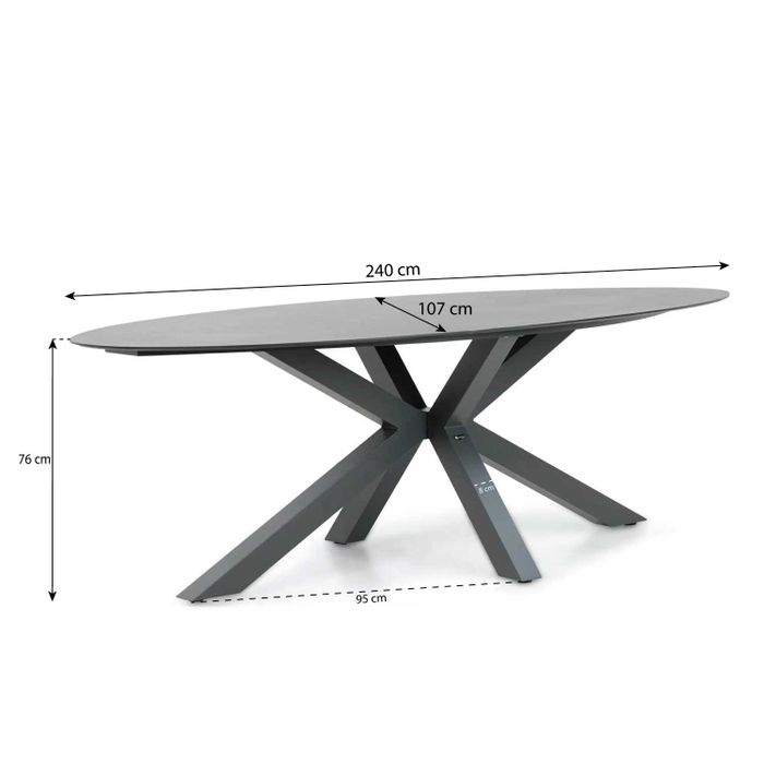 Santika Ellisse dining tuintafel 240 x 107 cm