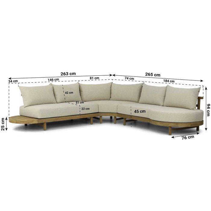 Santika Kayu hoek loungeset 3-delig