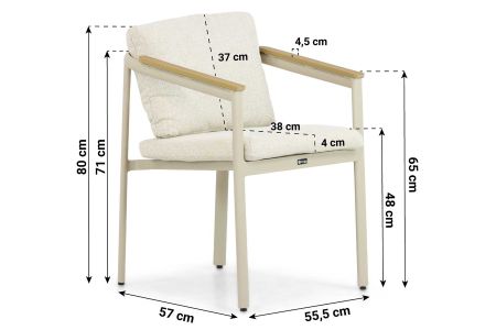 Tuinstoel met afmetingen - Dining tuinstoel met loft aluminium frame