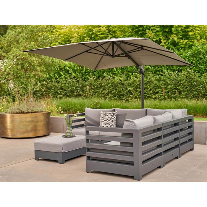 Santika Belize Deluxe parasol 300 cm x 300 cm antraciet frame/ mid grey (excl.voet)