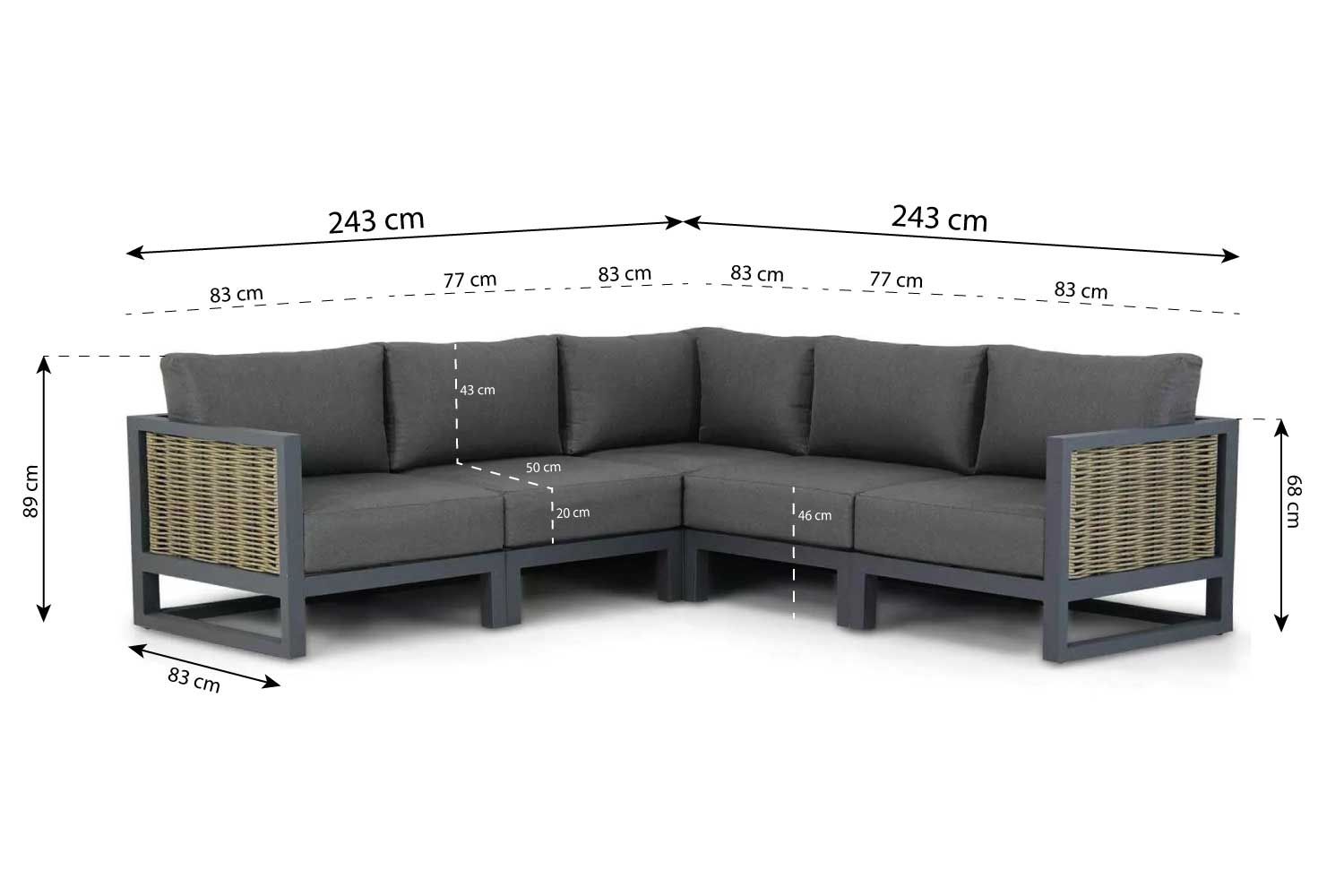 Santika Salviano/Riviera 75 cm hoek loungeset 7-delig thumbnail