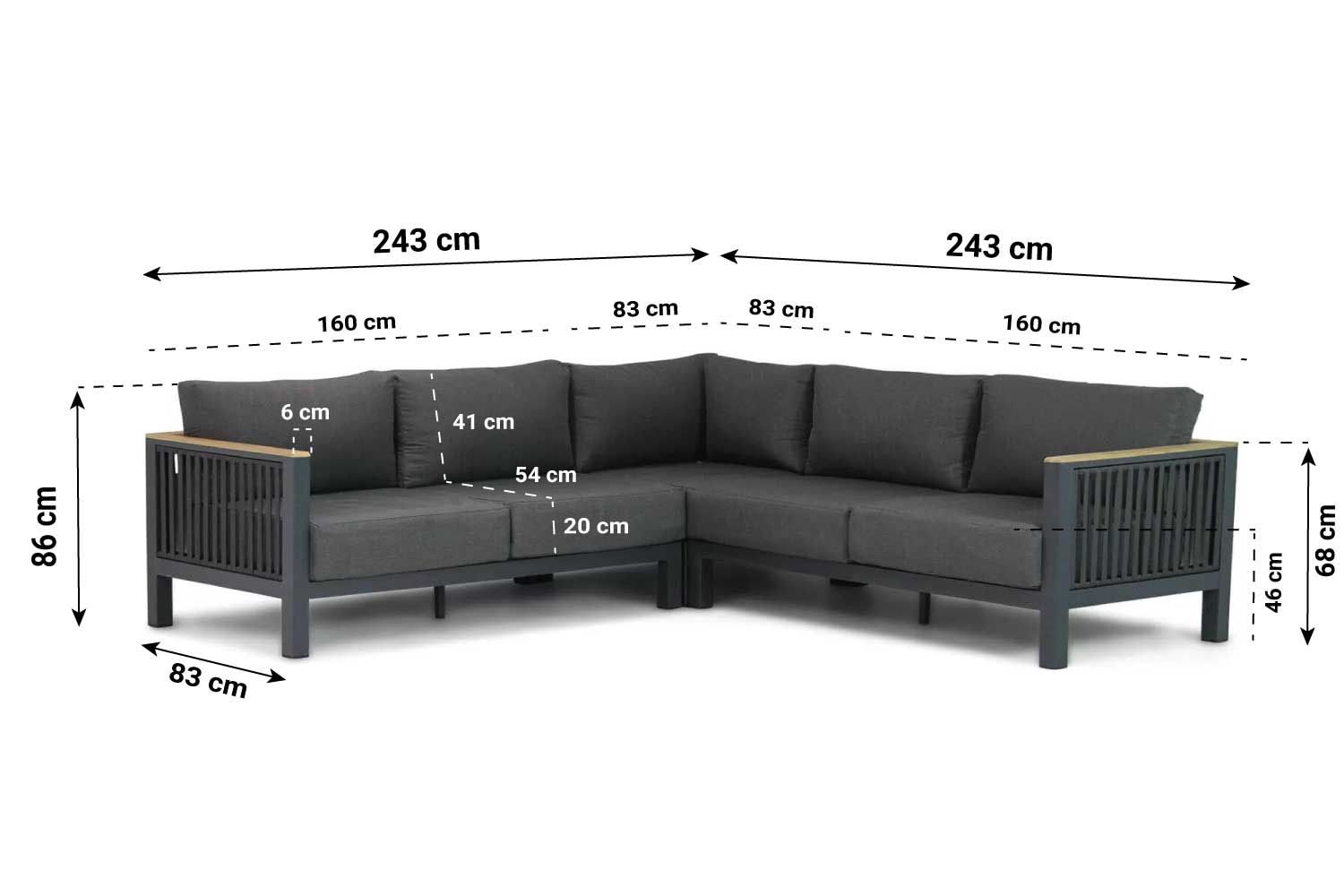 Santika Shadow/Riviera 75 cm hoek loungeset 5-delig