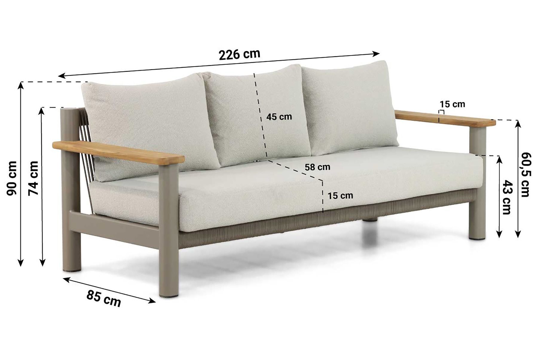 Santika Yolano stoel-bank loungeset 3-delig