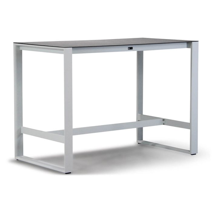 Moderne rechthoekige bartafel met wit aluminium frame – vooraanzicht