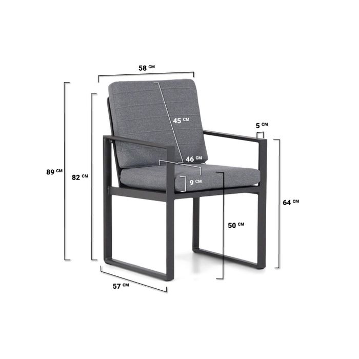 Santika Zaga/Varano 160 cm dining tuinset 5-delig