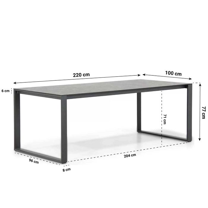 Santika Annisa/Zaga 220 cm dining tuinset 7-delig