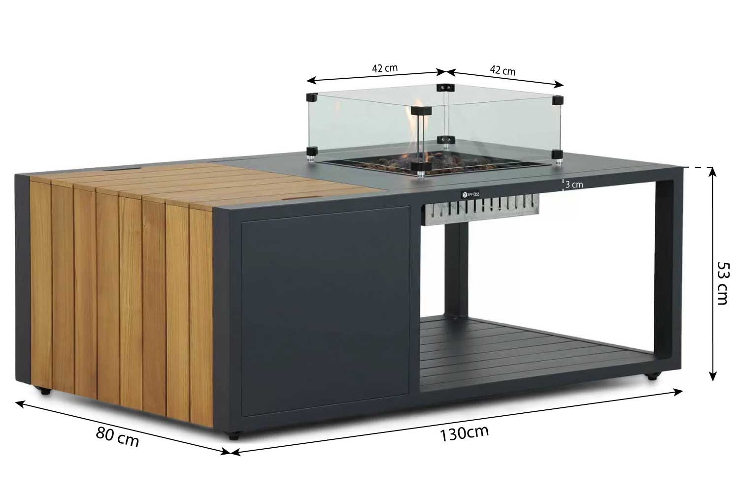 Santika Amida lounge vuurtafel 130 x 80 cm