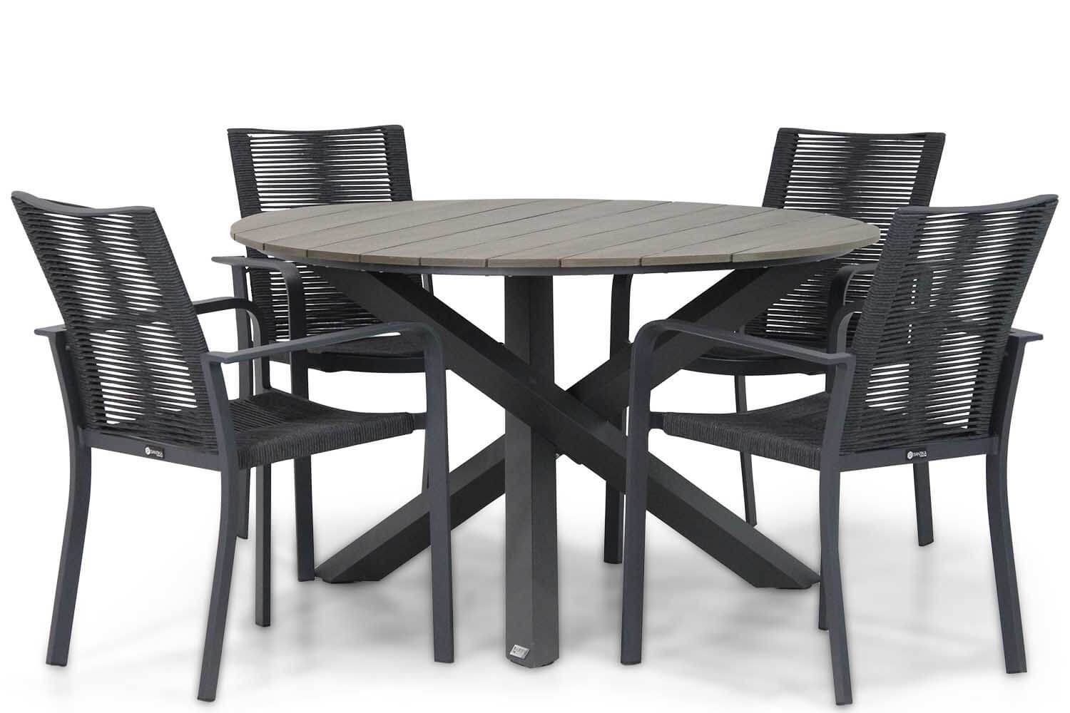 Santika Annisa/Ancona 125 cm rond dining tuinset 5-delig thumbnail