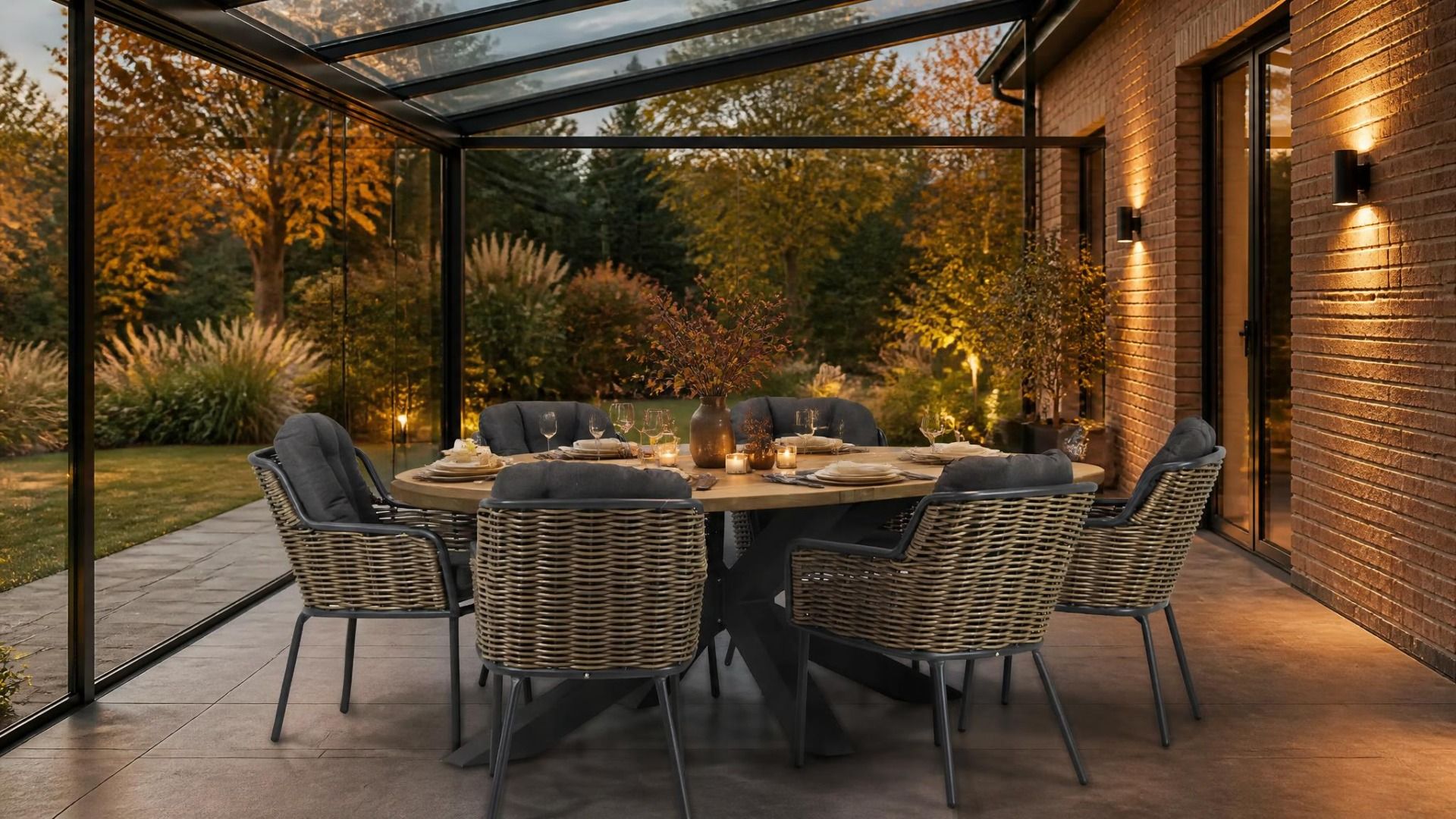 Santika Fasano/Brookline 240 cm ovaal dining tuinset 7-delig