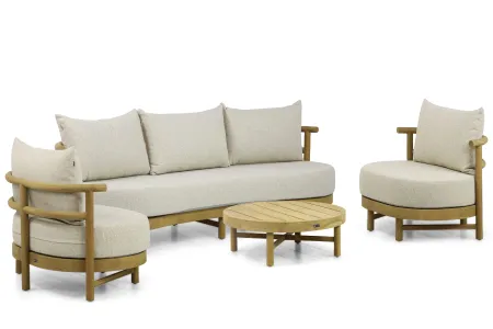 Santika Kayu stoel-bank loungeset 4-delig
