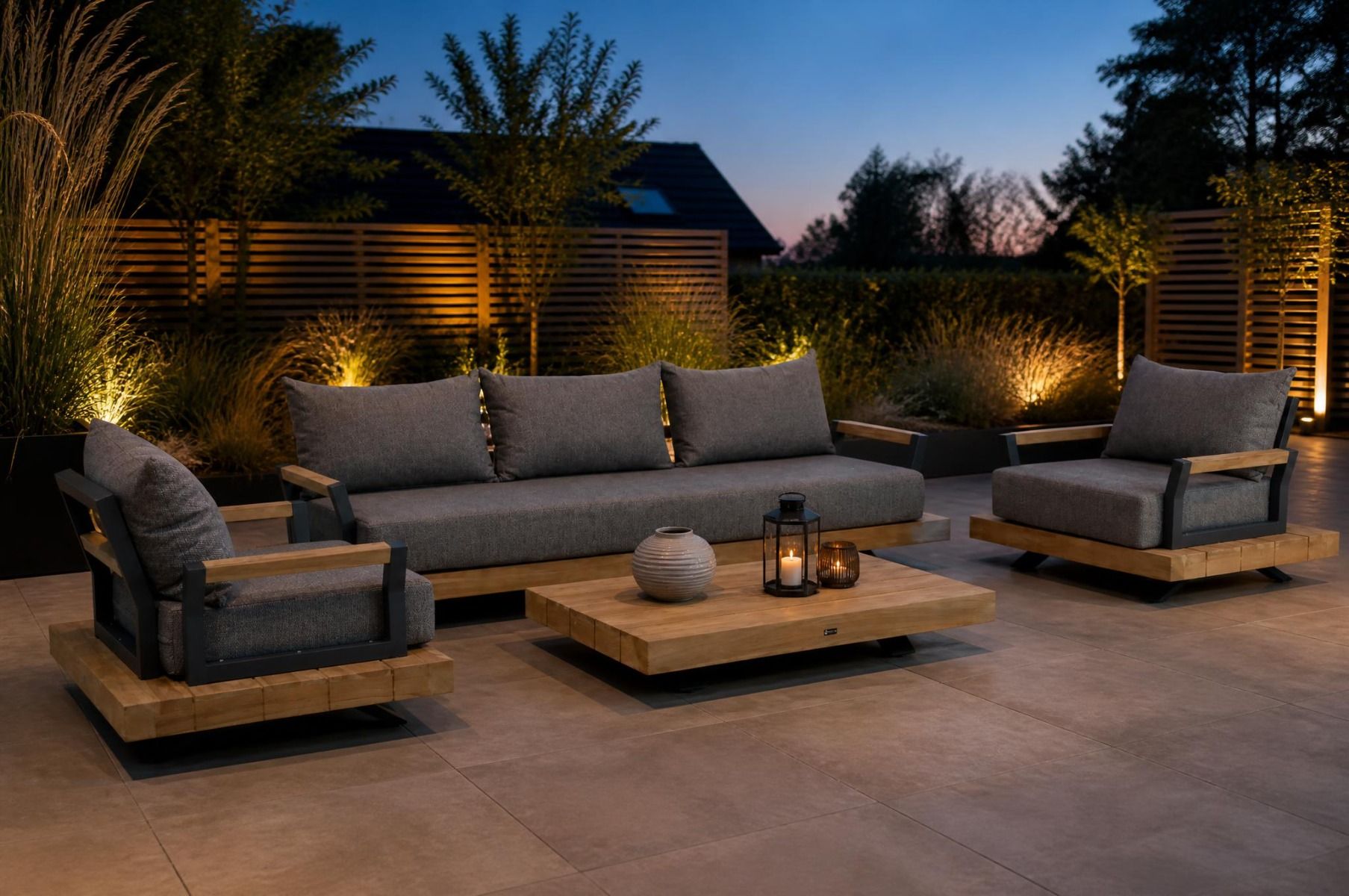 Santika Supreme/Supralux 130 cm stoel-bank loungeset 4-delig