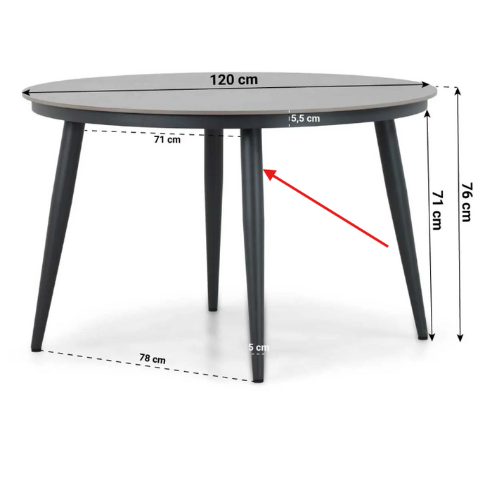 Lifestyle Granada/Vienna 120 cm dining tuinset 5-delig