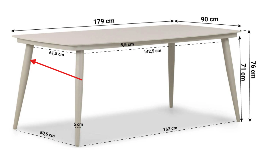 Apple Bee Milou/Vienna 180 cm dining tuinset 5-delig thumbnail