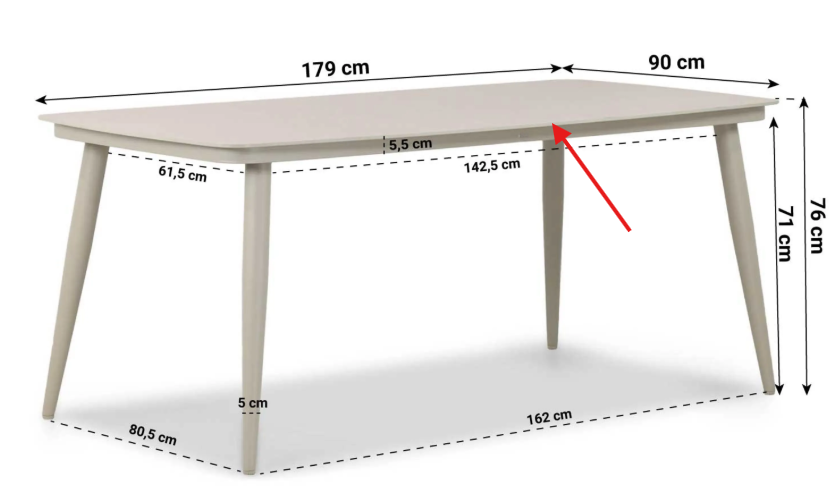 Apple Bee Milou/Vienna 180 cm dining tuinset 5-delig