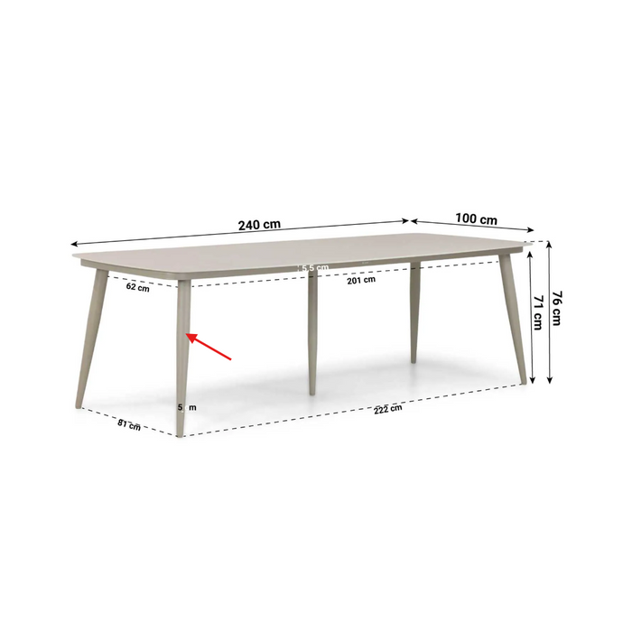 Osmen Joliet/Vienna 240 cm dining tuinset 7-delig