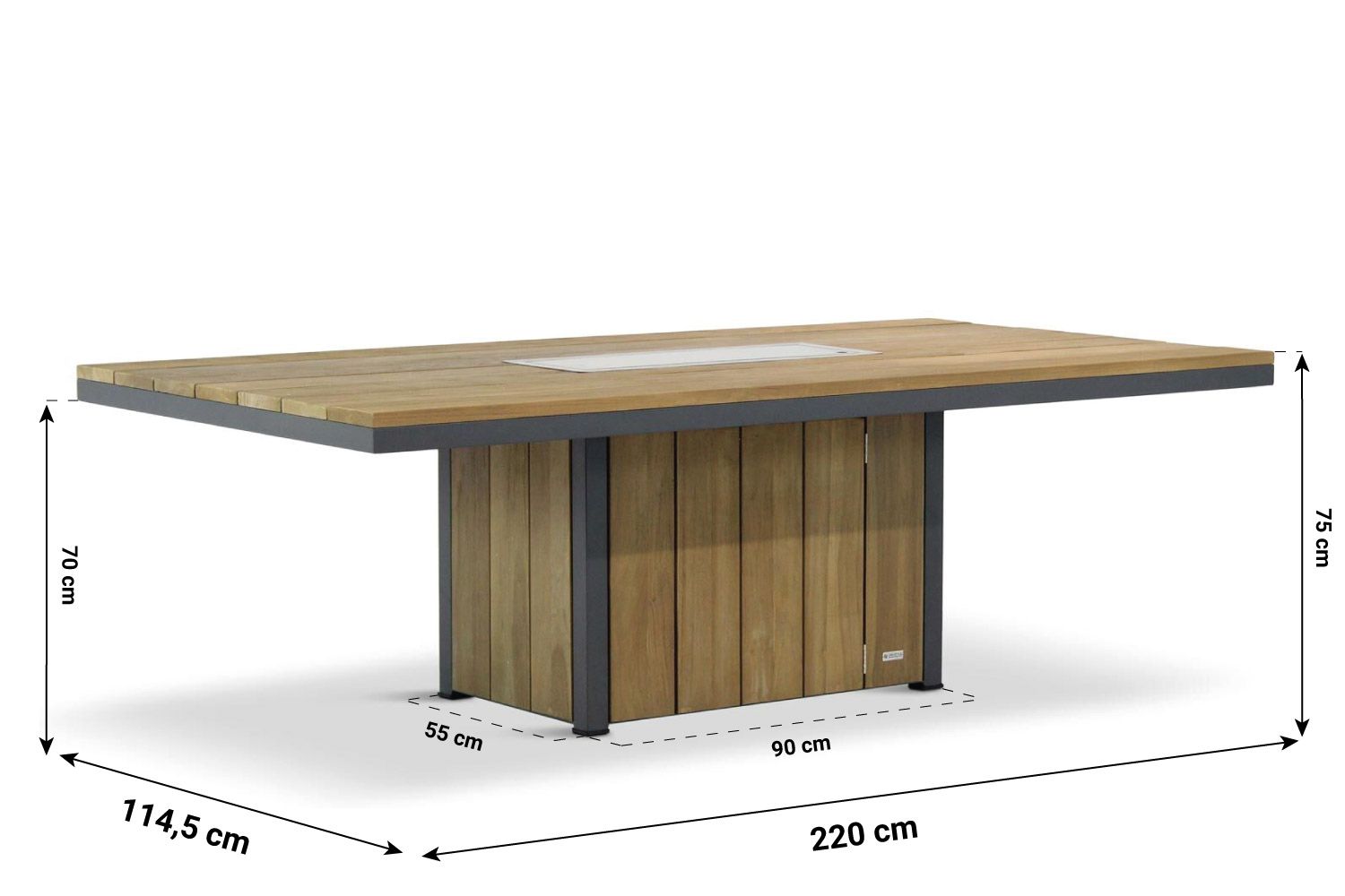 Lifestyle Seaside teak dining vuurtafel 220 x 115 cm