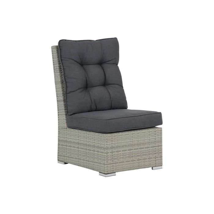 Midden module loungeset met grijs wicker frame - Vooraanzicht