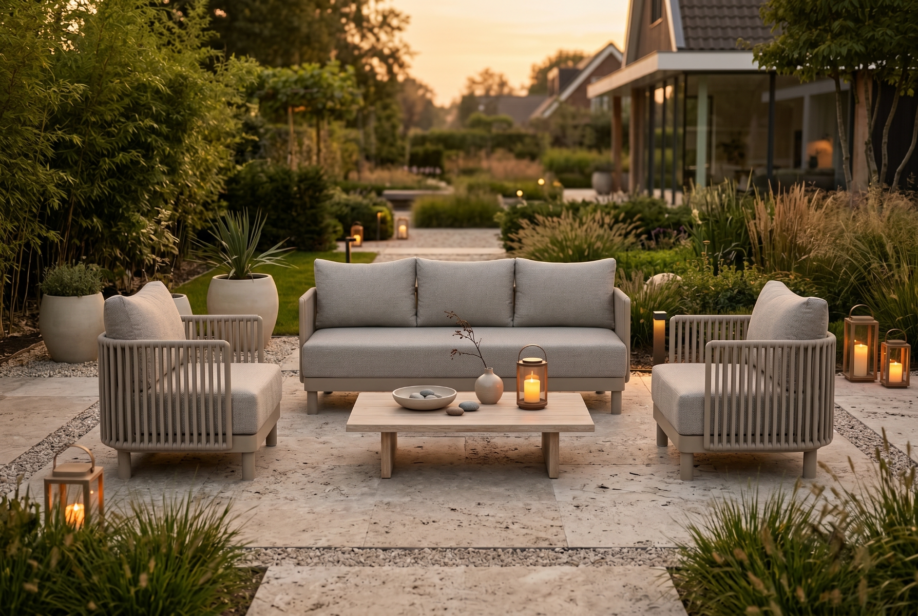 Solento Stuhl-Bank Loungeset 3-teilig