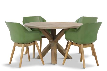 Hartman Sophie teak/Sand City rond 120 cm dining tuinset 5-delig