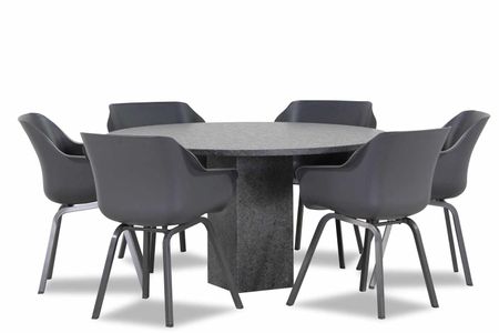Hartman Sophie element/Graniet rond 140 cm dining tuinset 7-delig