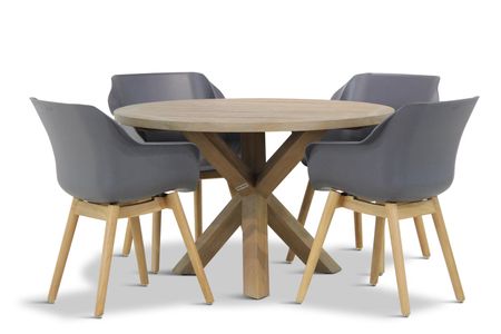 Hartman Sophie teak/Sand City rond 120 cm dining tuinset 5-delig
