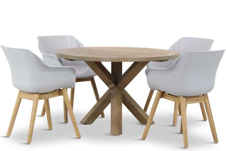 Hartman Sophie teak/Sand City rond 120 cm dining tuinset 5-delig