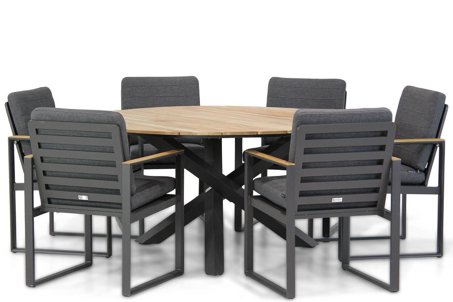 Santika Soray/Fabriano 150 cm rond dining tuinset 7-delig thumbnail
