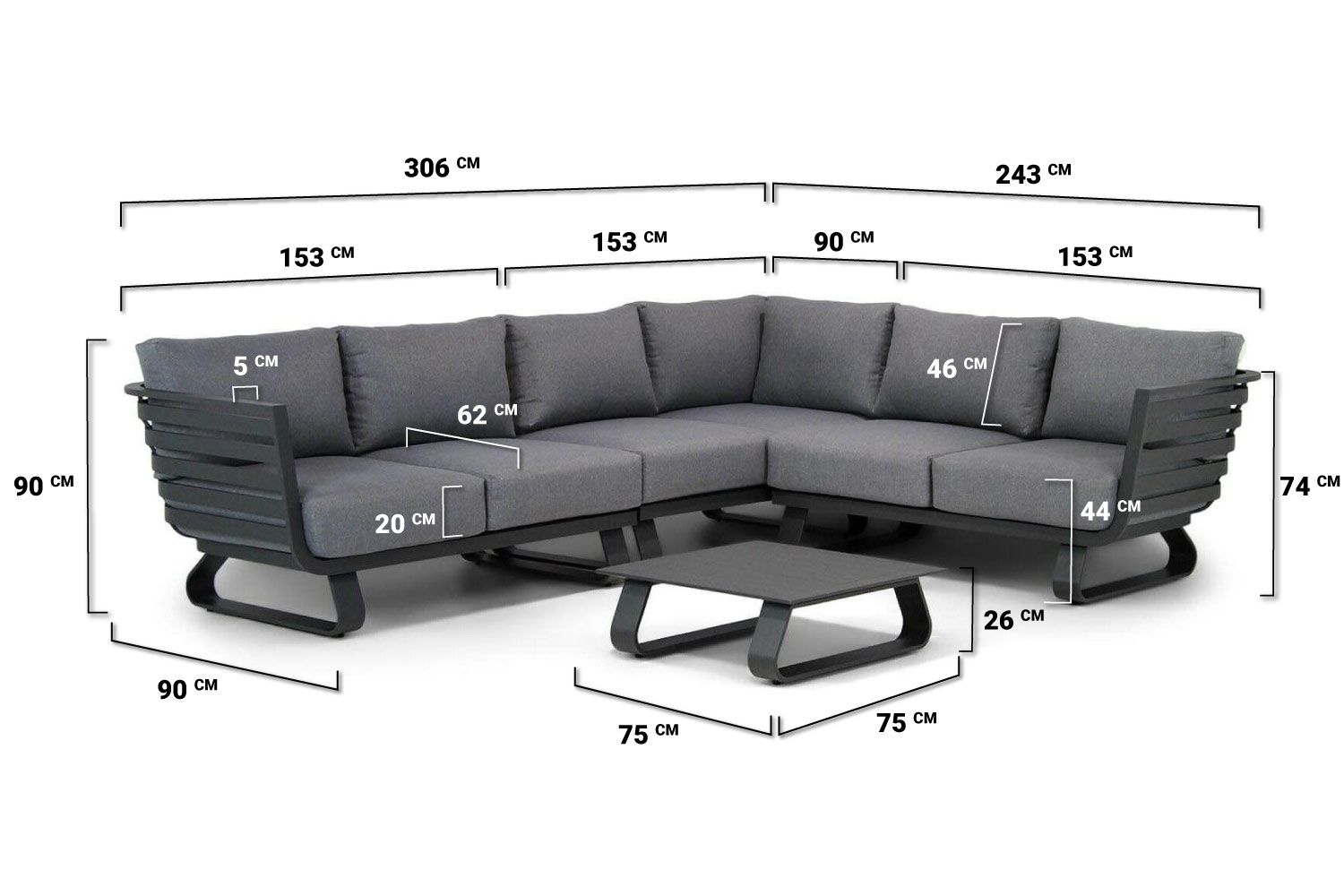 Santika Sovita hoek loungeset 5-delig