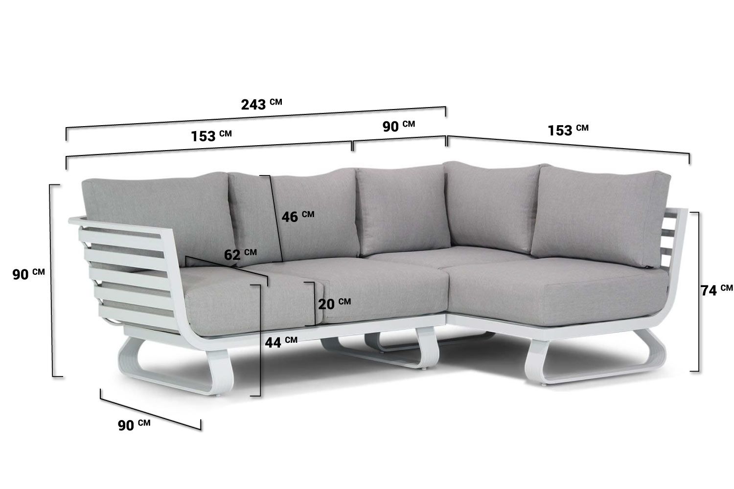 Santika Sovita chaise longue loungeset 4-delig
