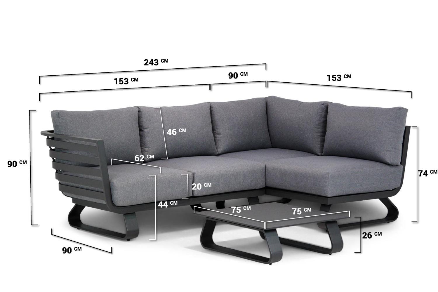 Santika Sovita chaise longue loungeset 4-delig  thumbnail