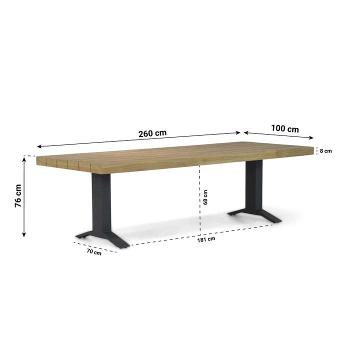Santika Superior dining tuintafel 260 x 100 cm