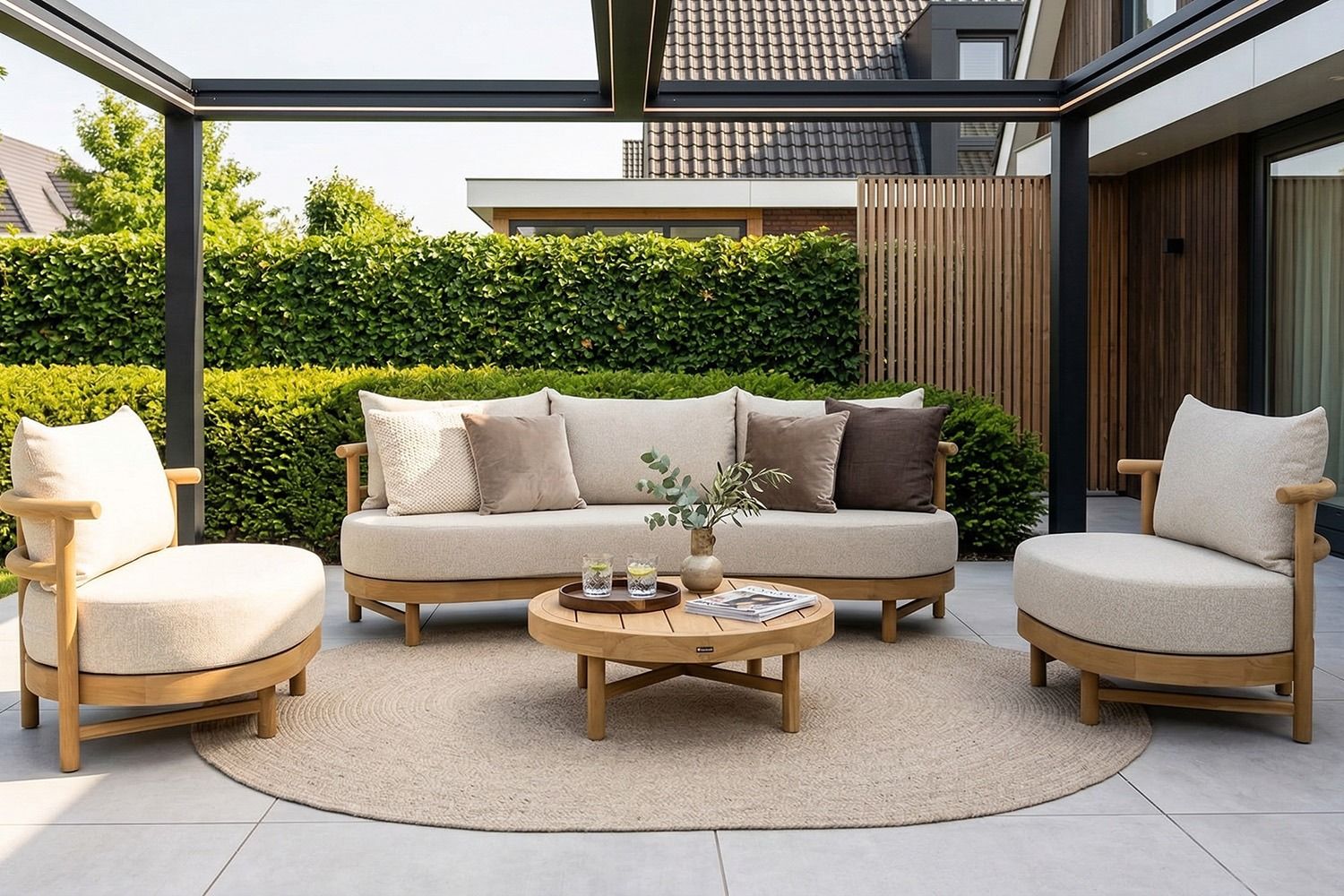 Santika Kayu stoel-bank loungeset 4-delig