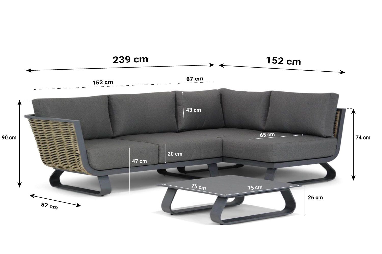 Santika Tika chaise longue loungeset 4-delig thumbnail