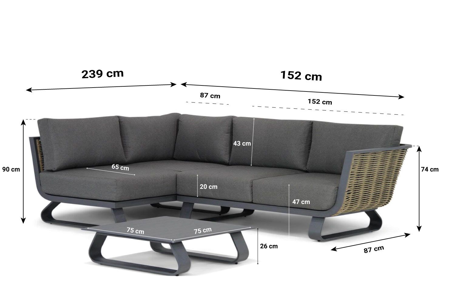 Santika Tika chaise longue loungeset 4-delig
