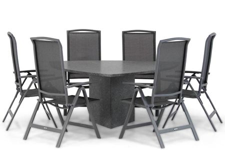Lifestyle Tirana/Graniet 170 cm triangel dining tuinset 7-delig