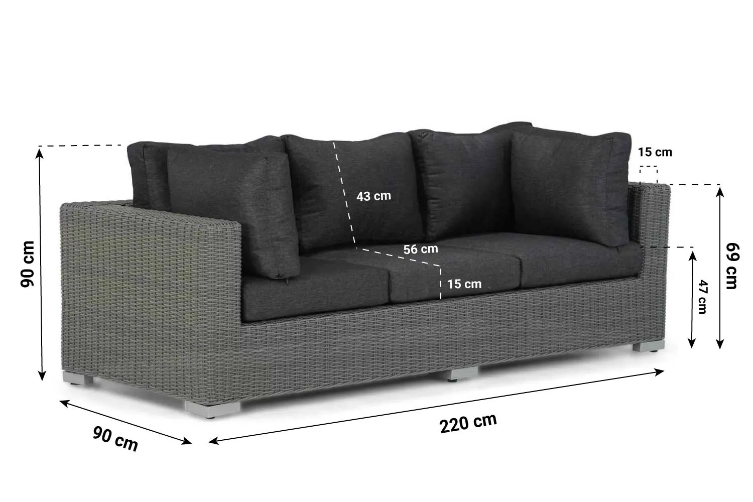 Garden Collections Toronto stoel-bank loungeset 3-delig