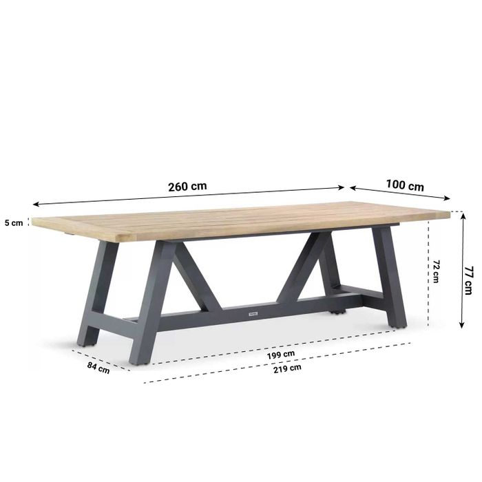 Garden Collections Oxbow/Trente 260 cm dining tuinset 5-delig