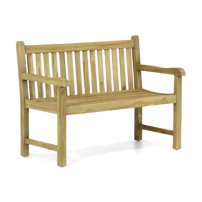 Garden Collections Preston tuinbank teak 120 cm incl. kussen orange