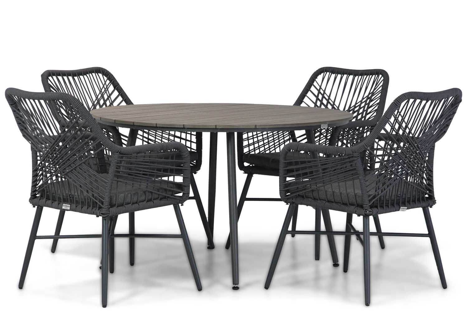 Domani Foris/Matale 125 cm rond dining tuinset 5-delig thumbnail