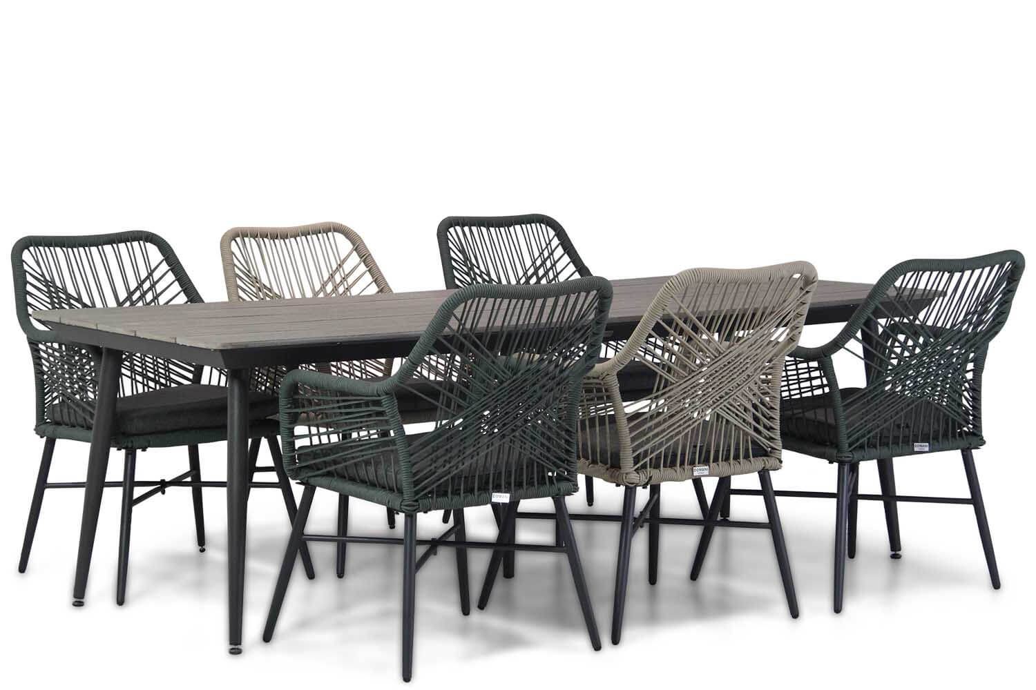 Domani Foris/Matale 240 cm dining tuinset 7-delig naturel-green thumbnail
