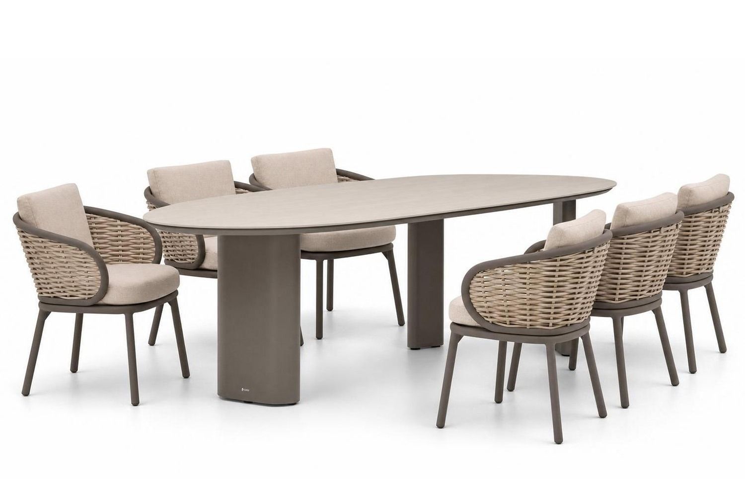 Apple Bee Pine Key/Weave 240x120 cm dining tuinset 7-delig