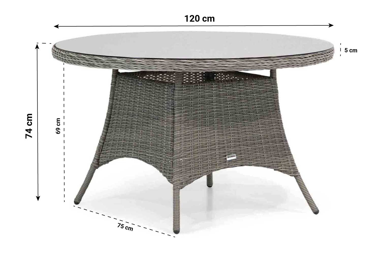 Garden Collections Dublin/Aberdeen 120 cm rond dining tuinset 5-delig thumbnail