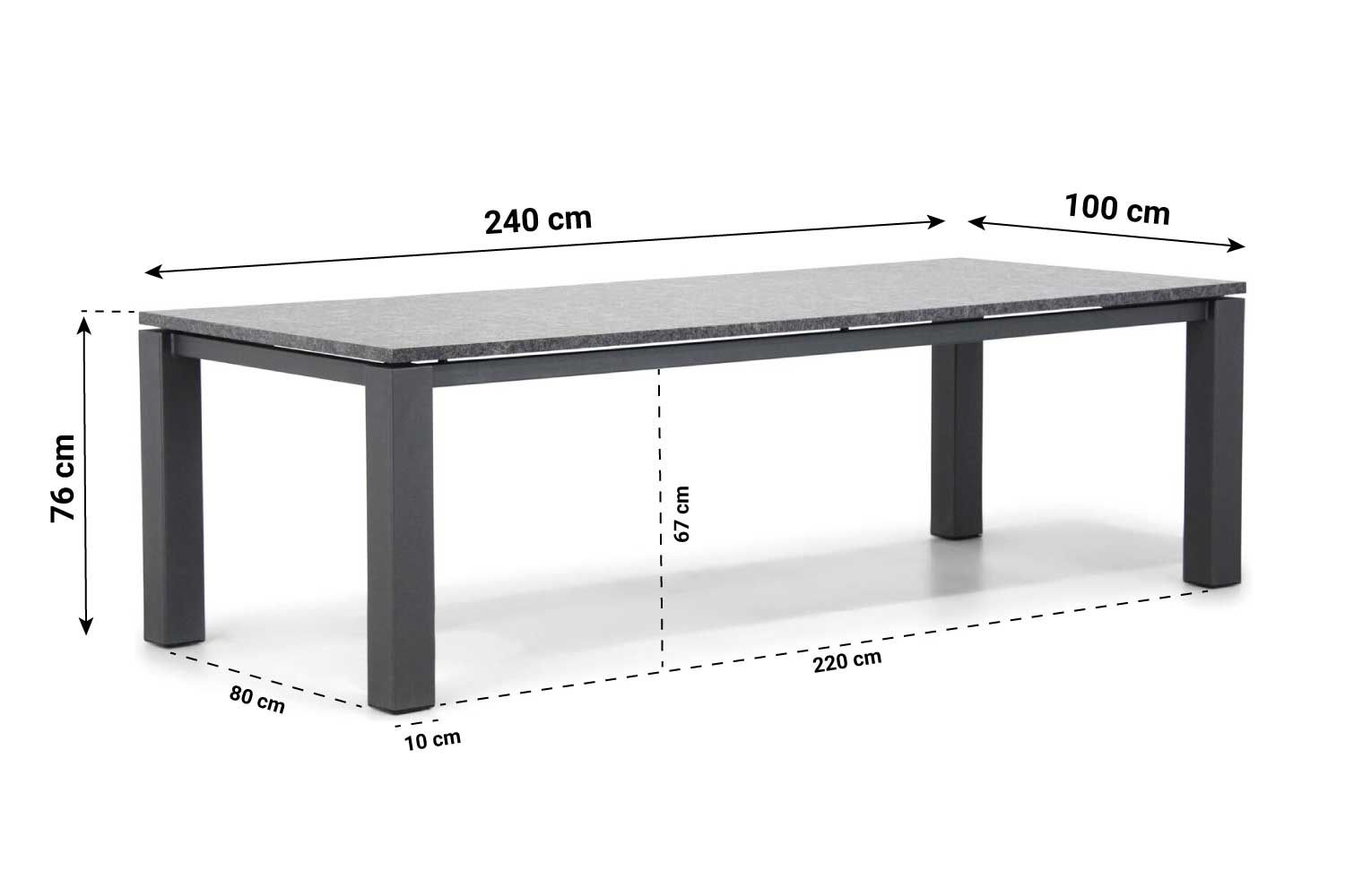 Van Dijk Alaska dining tuintafel 240 x 100 cm
