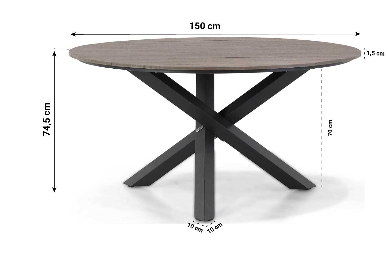 Domani Certo/Ancona 150 cm rond dining tuinset 7-delig thumbnail