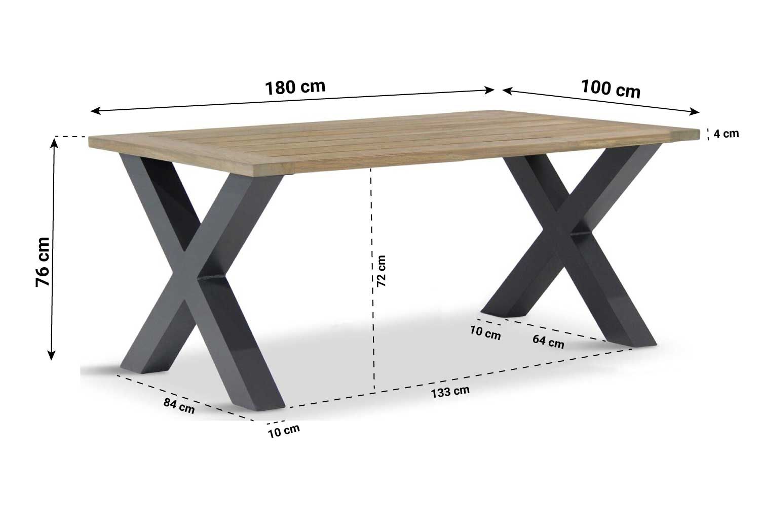 Lifestyle Cardiff dining tuintafel 180 x 100 cm