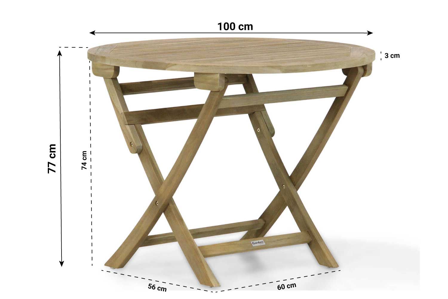 Garden Collections Derby inklapbare tafel 100 cm