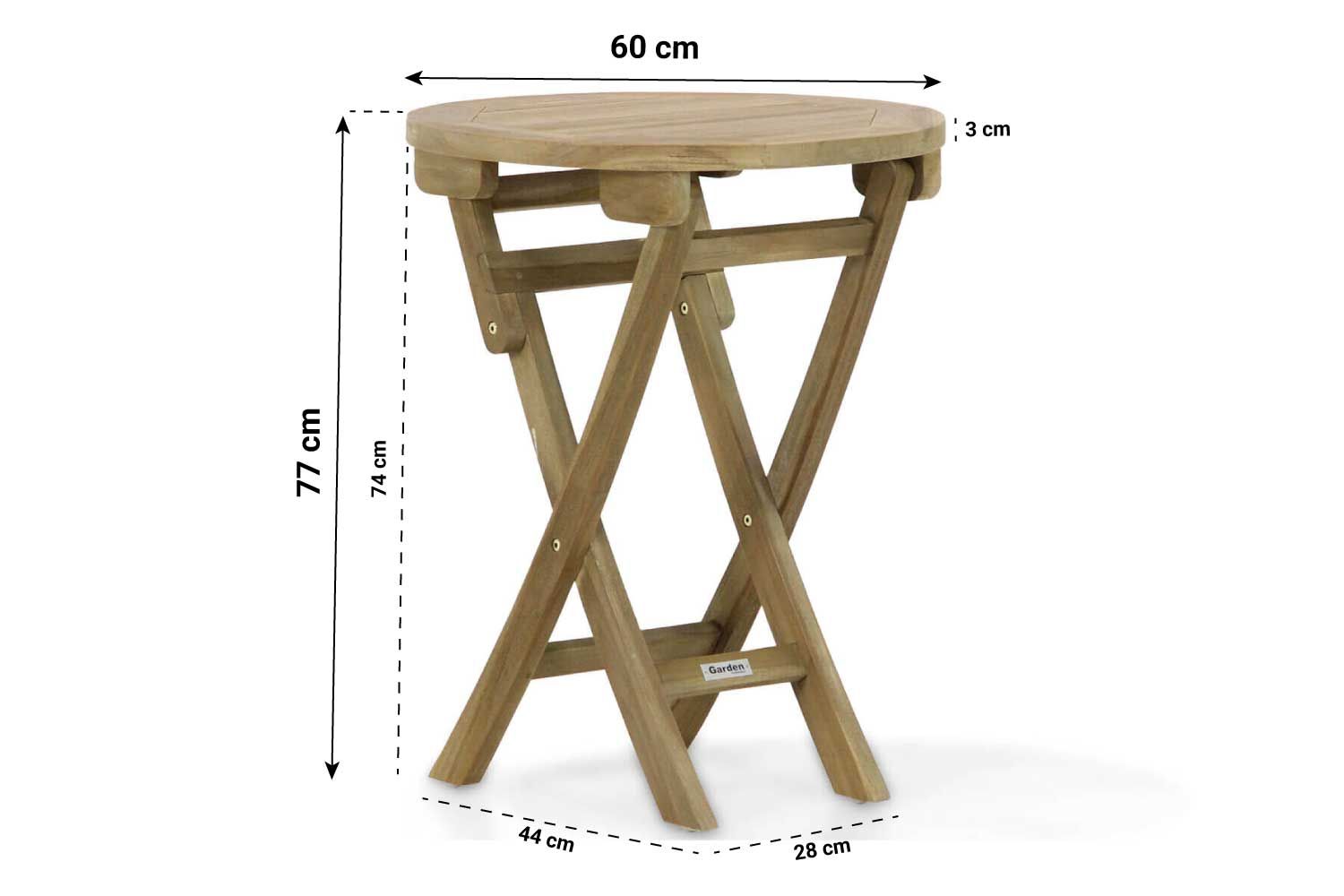 Garden Collections Derby inklapbare tuintafel 60 cm thumbnail